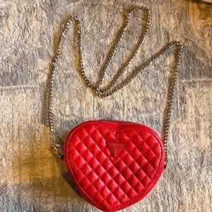 Guess Red Heart Crossbody Bag with Chain Strap